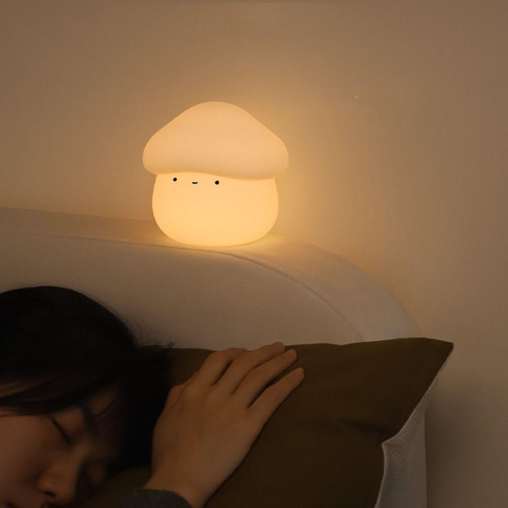 Silicone Mushroom Night Lamp Soft LED Bedside Lamp Room Decor Sleeping Night Lamp  Kids