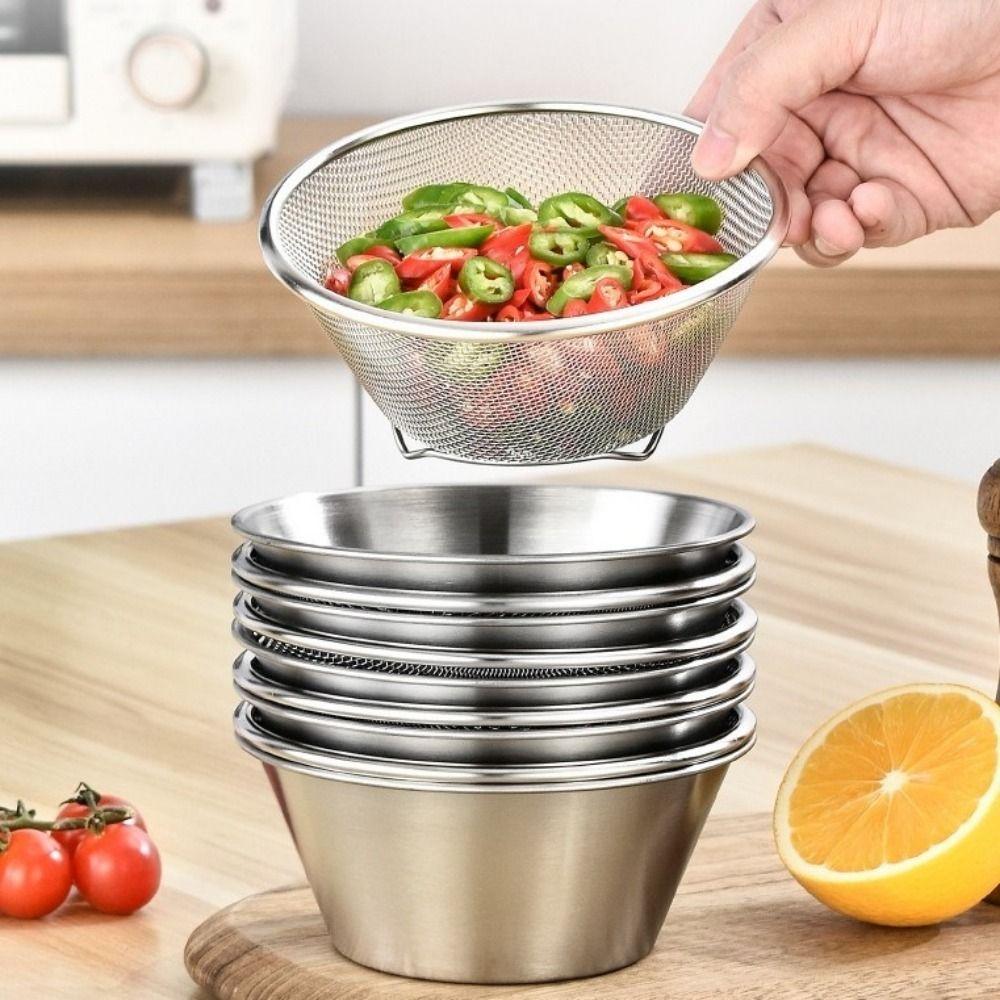 Double Layer Stainless Steel Colander Set Space Saving Stackable Rice Washing Bowl Mini Vegetable Fruit Washing Basket Microwave