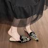 Embroidered bag head half slippers women's outer wear with cheongsam cool slippers flat bottom