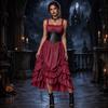 Gotische Jurk en Ketting Set voor Dames voor Halloweenfeest, Corsetriem Niet Inbegrepen