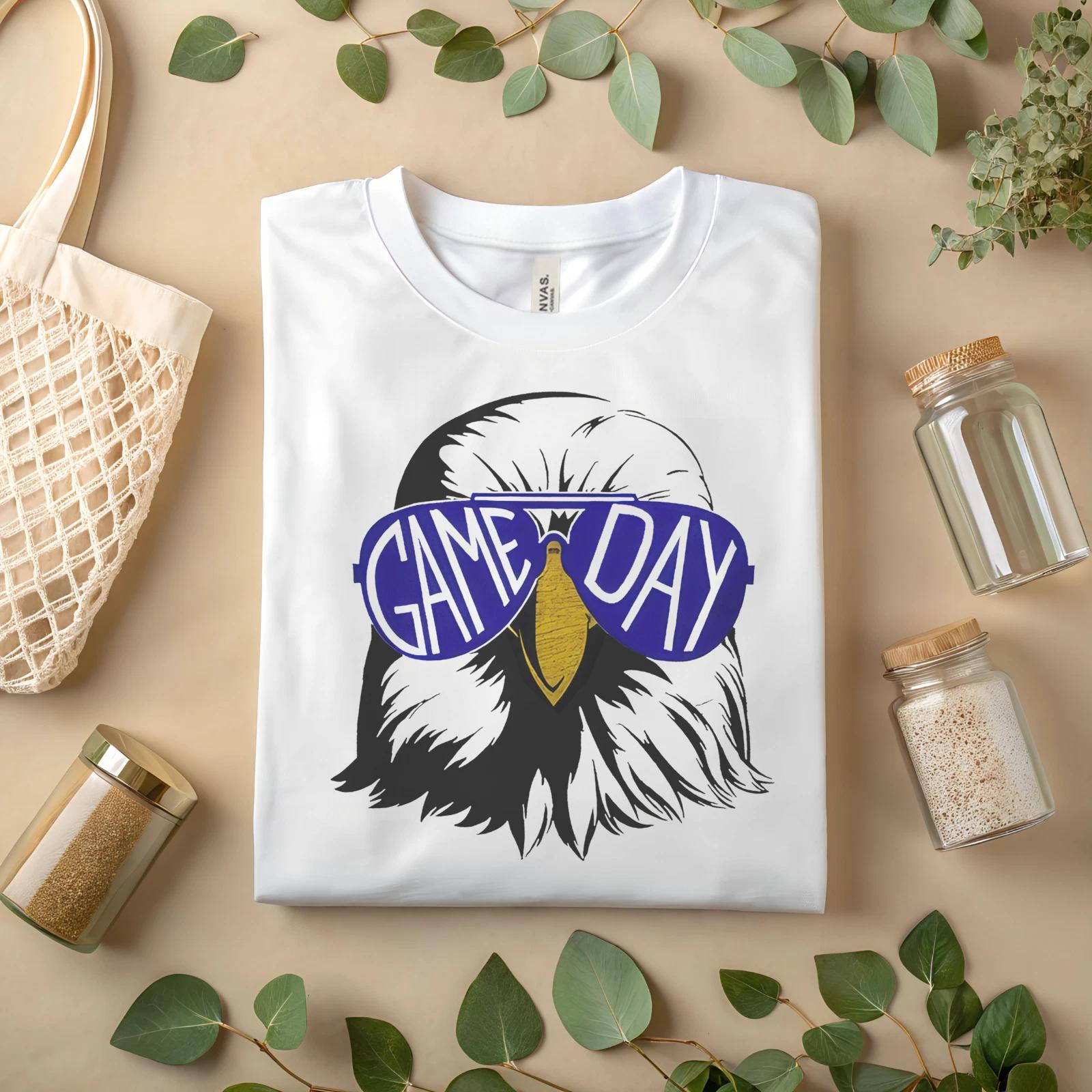 Game Day Eagle Shirt – Cool Sports Fan Graphic Tee with Sunglasses Design A426 M