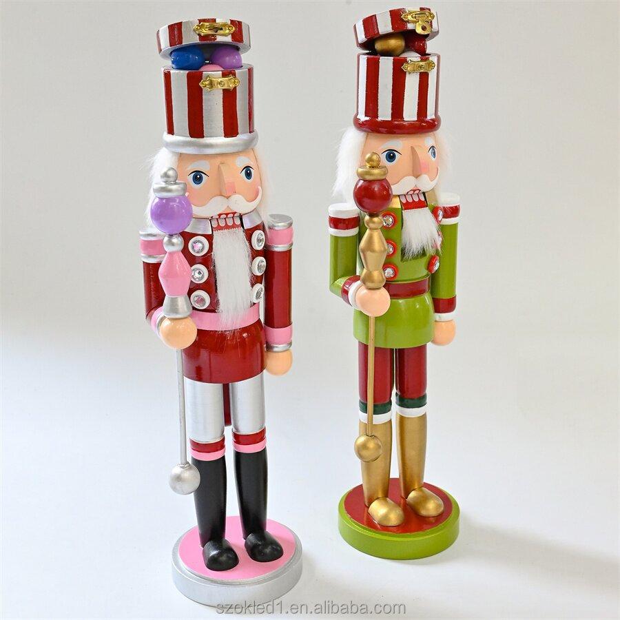 14. 9-inch Christmas Nutcracker Ornament, Wooden Nutcracker Figures King Soldier Nut Cracker Christmas Party Supplies Home Party Table Centerpiece