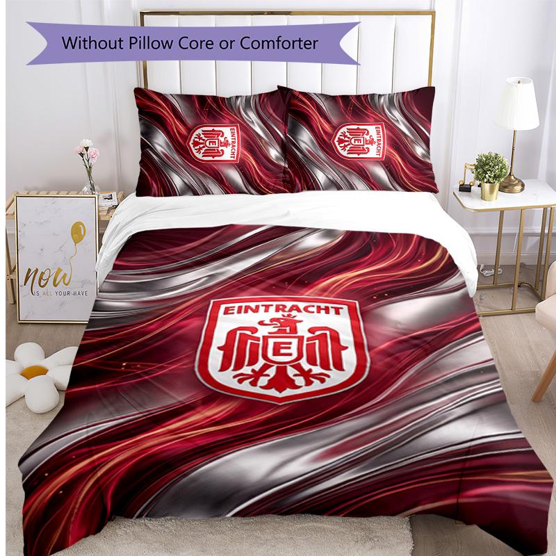 Eintracht Frankfurt Fußball Bedrucktes 3-teiliges Bettwäsche-Set, Bequemes Hautfreundliches Schlafzimmer Bettbezug-Set