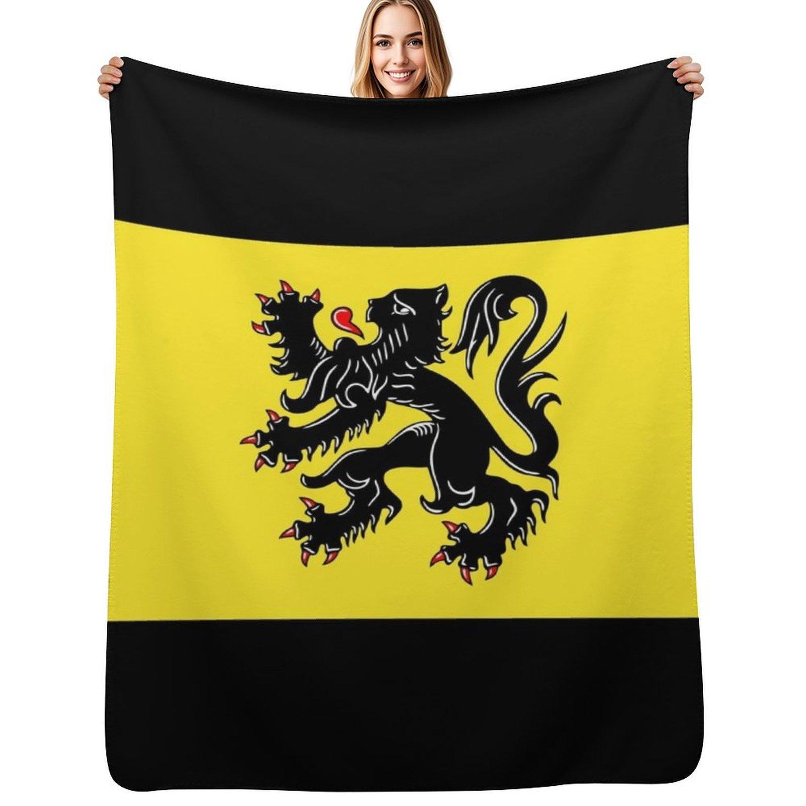 Flag of Flanders - Flemish Lion Flag Throw Blanket Cozy Throw Blanket for Bed Sofa Chair Size: 75*100cm, Weight: 230 GSM