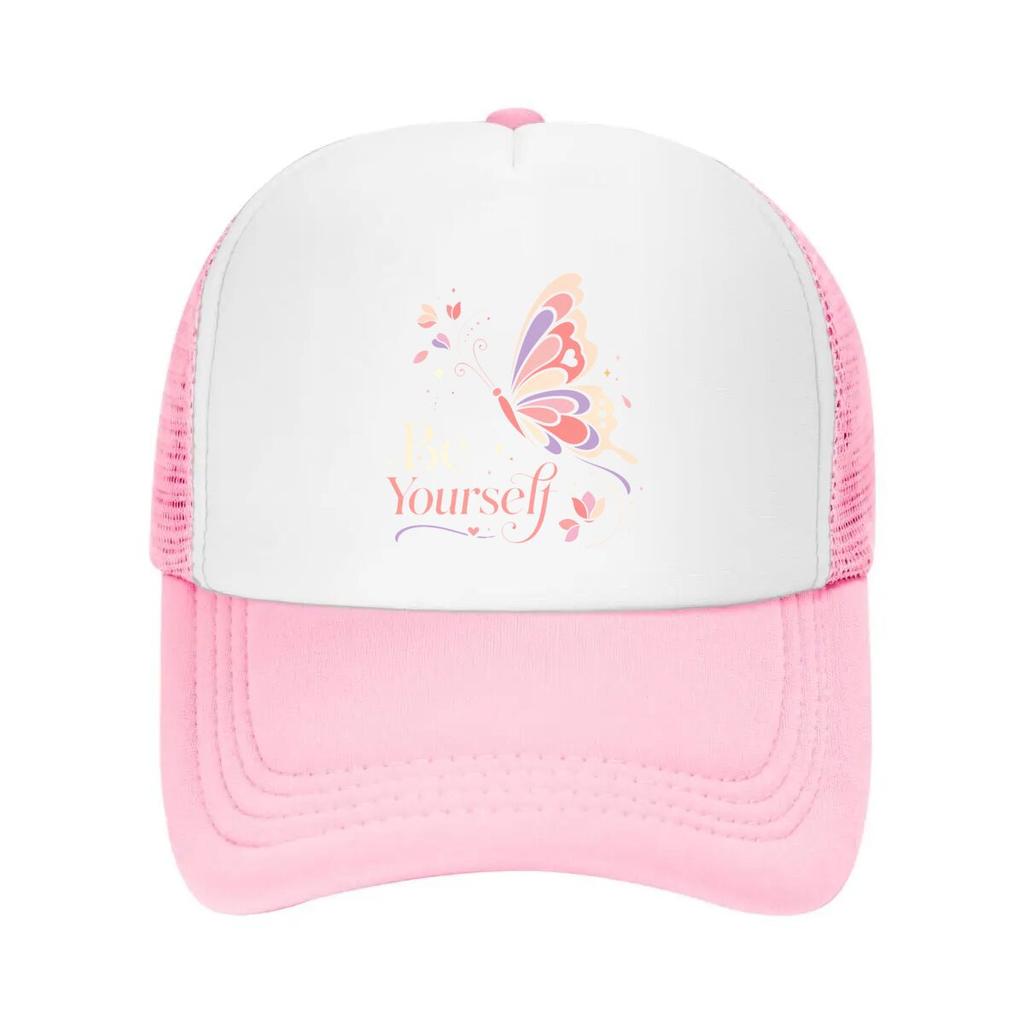 Pastel Butterfly Bloom Spirit Quote Mesh Baseball Cap Casual Hat Outdoor For Womens Unisex FeUnisex
