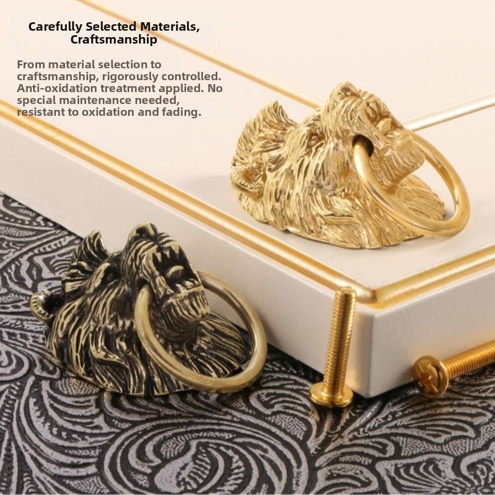 Vintage Lion Head Knob Brass Handle Furniture Hardware Wardrobe Drawer Pulls Furniture