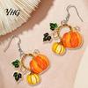 Charming Holiday Party Jewelry 1 Pair Pumpkin Acrylic Drop Earrings, 2D Fall Harvest Dangle Earrings for Women Women, Halloween Thanksgiving