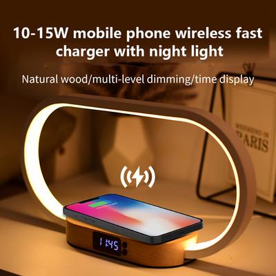 Table Top Decoration Wireless Charger with Night Light Clock Fast Phone Charger for iPhone 16 Pro Max Wireless Charging Stands