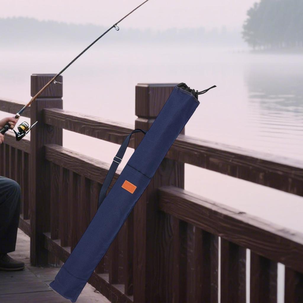 Fishing Pole Storage Bag Pocket with Drawstring Shoulder Strap Gear Organizer Travel