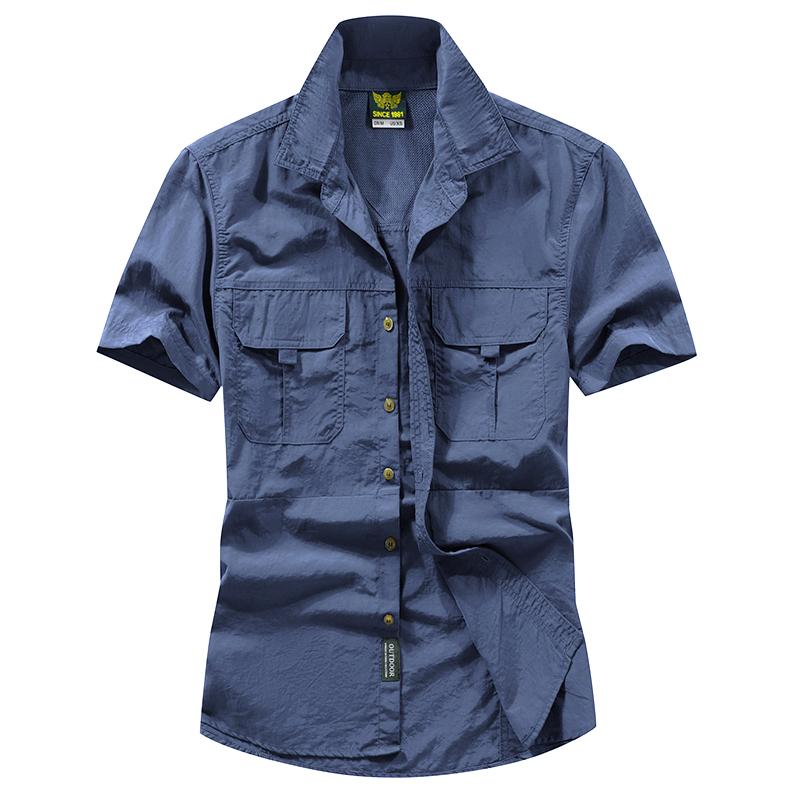 Summer Short Sleeved Shirt Men's Outdoor Loose Quick Drying Shirt Inch Shirt Casual Mountaineering Shirt