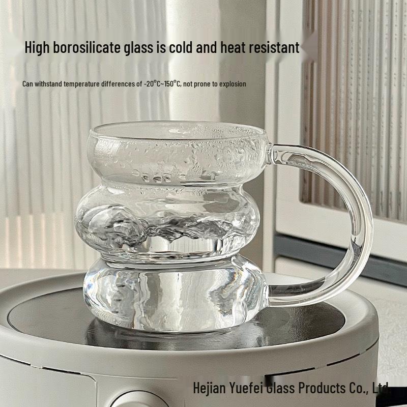 Caterpillar Glass Mug with Handle - High Borosilicate Milk, Coffee, or Water Cup