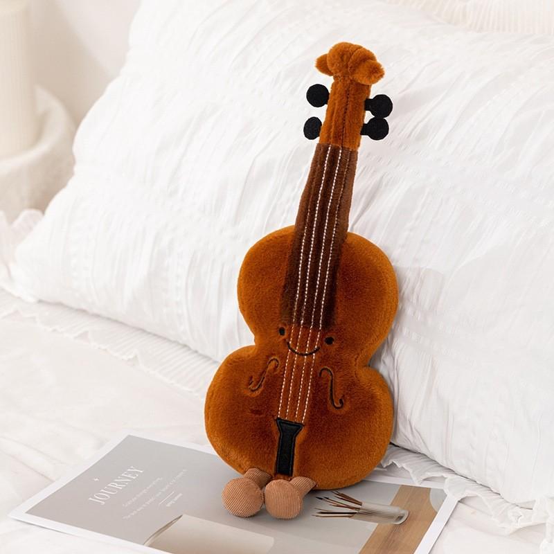 Instrument Musical Plush Pillow With Guitar Violin Embroidery Home Gift Decor