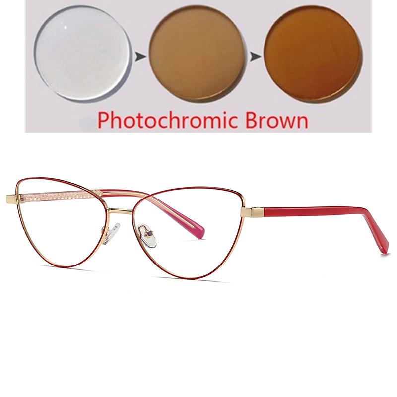 0 -0.5 -0.75 To -6.0 Blue Light Blocking Cat Eye Nearsighted Glasses For Women Metal Shortsighted Prescription Glasses Women