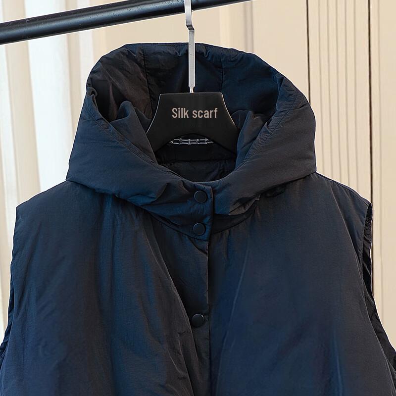 Sisbursher Women's Hooded Solid Loose Fit 90% Down Vest