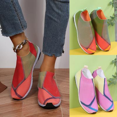 Mode Dames Sneakers Casual Schoenen Ademend Mesh Platform Sneakers Dames Instappers Zachte Casual Enkele Candy Schoenen Gebreide Sok Platte Schoenen