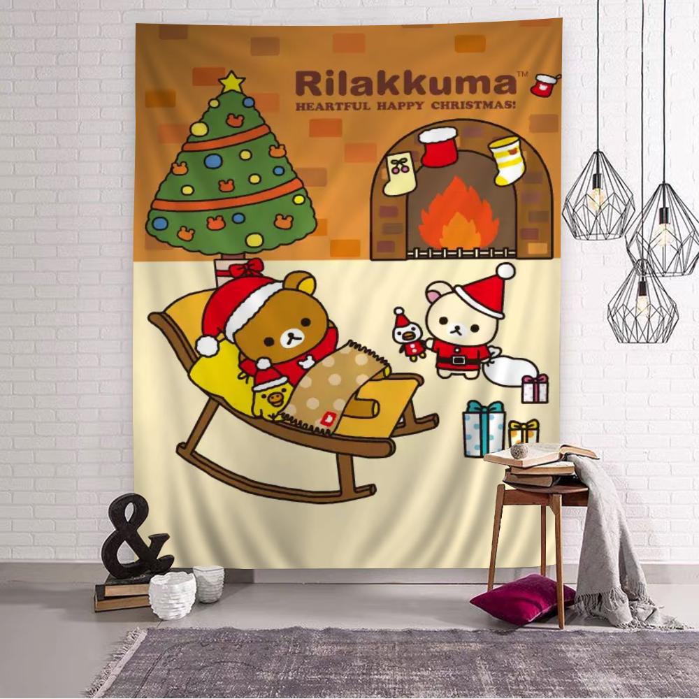 Cute Rilakkuma Bear Printed Large Wall Tapestry Hanging Tarot Hippie Wall Rugs Dorm Home Decor