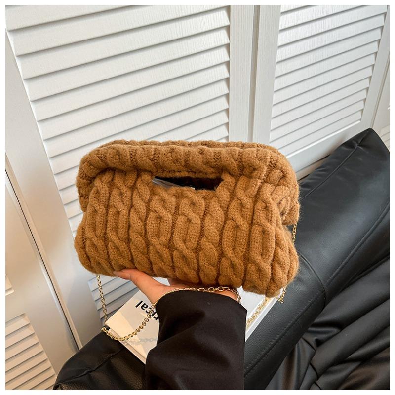 Wool Knitted Bag Women's Large-capacity New Autumn and Winter Versatile Chain Messenger Bag Casual Commuter Bag