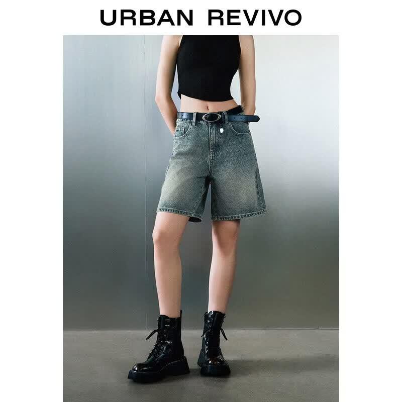 UR Women s Retro Washed Belted Denim Shorts 26