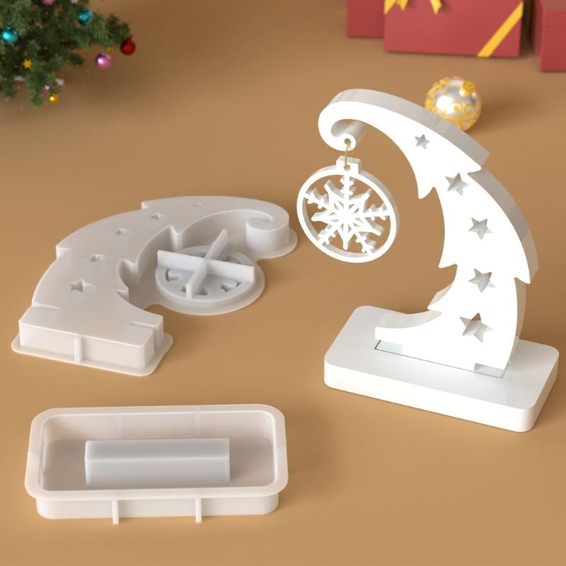 Holiday Resin Craft Mould Christmas Tree Silicone Mould With Snowflake Designs For Festive Decorations