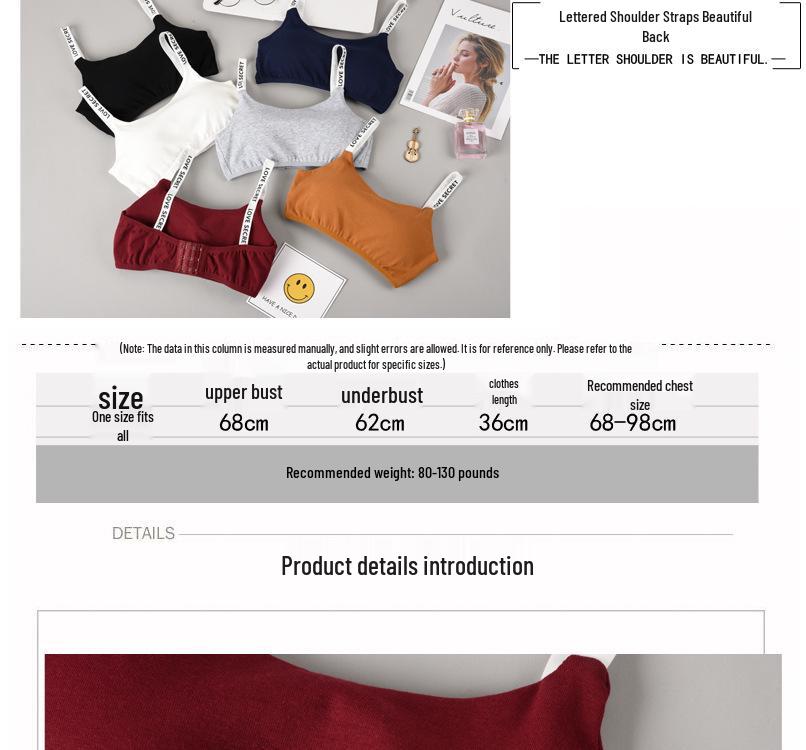 Southeast Asia Strap Backless Bandeau Top with Chest Pads - Comfortable Back Buckle Bra for Girls