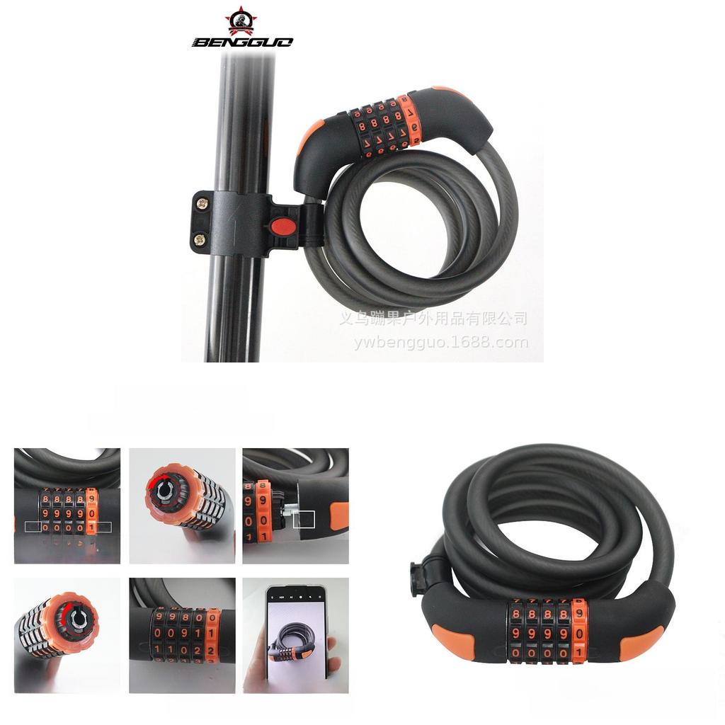 Bike Security Lock With Fivedigit Combo For Mountain And Road Cycling Safety