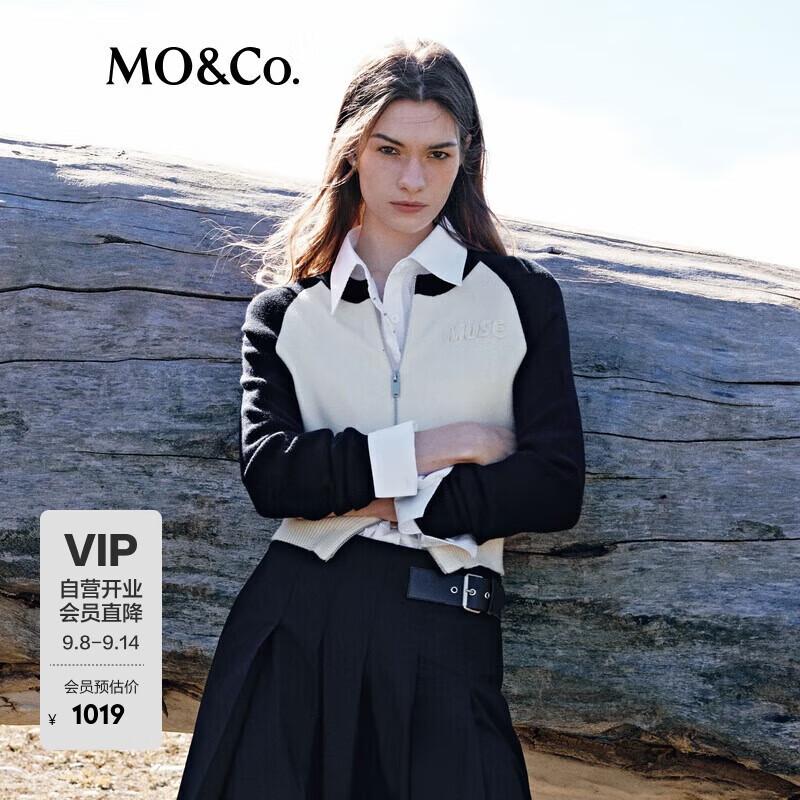 

MO&Co. Washable Wool Colorblock Knit Cardigan L