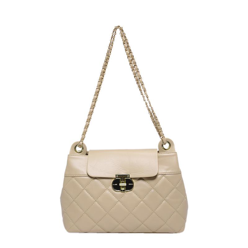 Textured Bag Women's 2024 Autumn and Winter New Fashion Diamond Chain Small Square Bag Versatile Commuter Messenger Bag