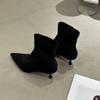 Fashion Fashion Elastic Footwear Heels Ankle Boots Shoes For Women Female Pointed Toe Ladies Short Stretch Boots Slip On Shoes