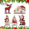 Retro Christmas Snowman Ornaments Nordic Ornaments, Wood Reindeer Santa Claus Figurine, Indoor Holiday Table Rustic Desktop Decoration for Home