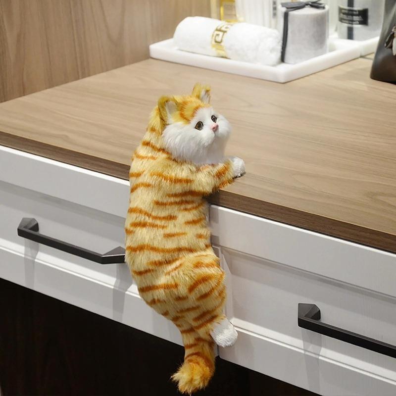 Cute Simulation Cat Plush Dolls Ornaments Figurine Home Desk Tv Hanging Toy Decor Car Decoration Stuffed Animals Sculptures