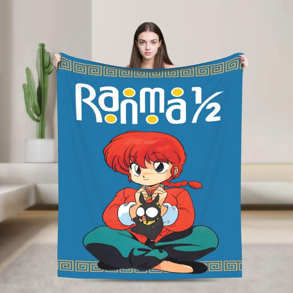 P-Chan Ranma 1/2 Manga Blankets Comedy Flannel Novelty Soft Throw Blanket for Bedding Lounge Autumn/Winter