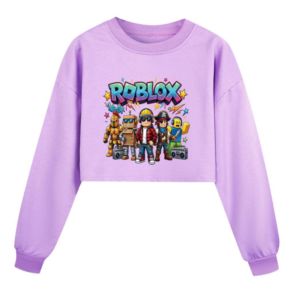 5574 Multi-color Kids Girls Roblox Game Printed Long Sleeves Sweatshirt Top 110cm фиолетовый