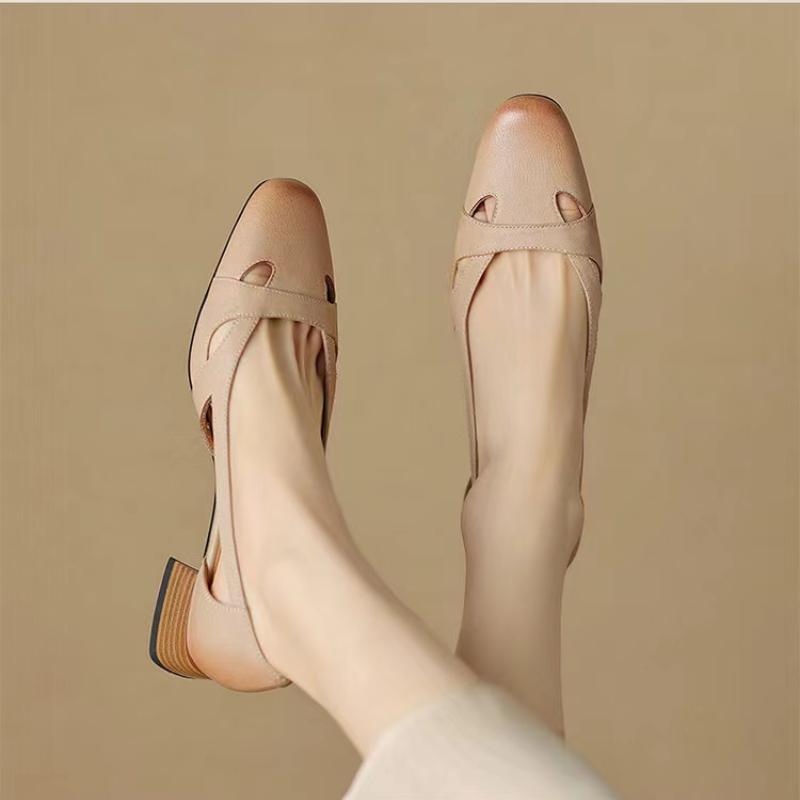 2024 NEW Summer Retro Women's Sandals Thick Heels  Fashion Elegant Shoes Women Concise High-quality