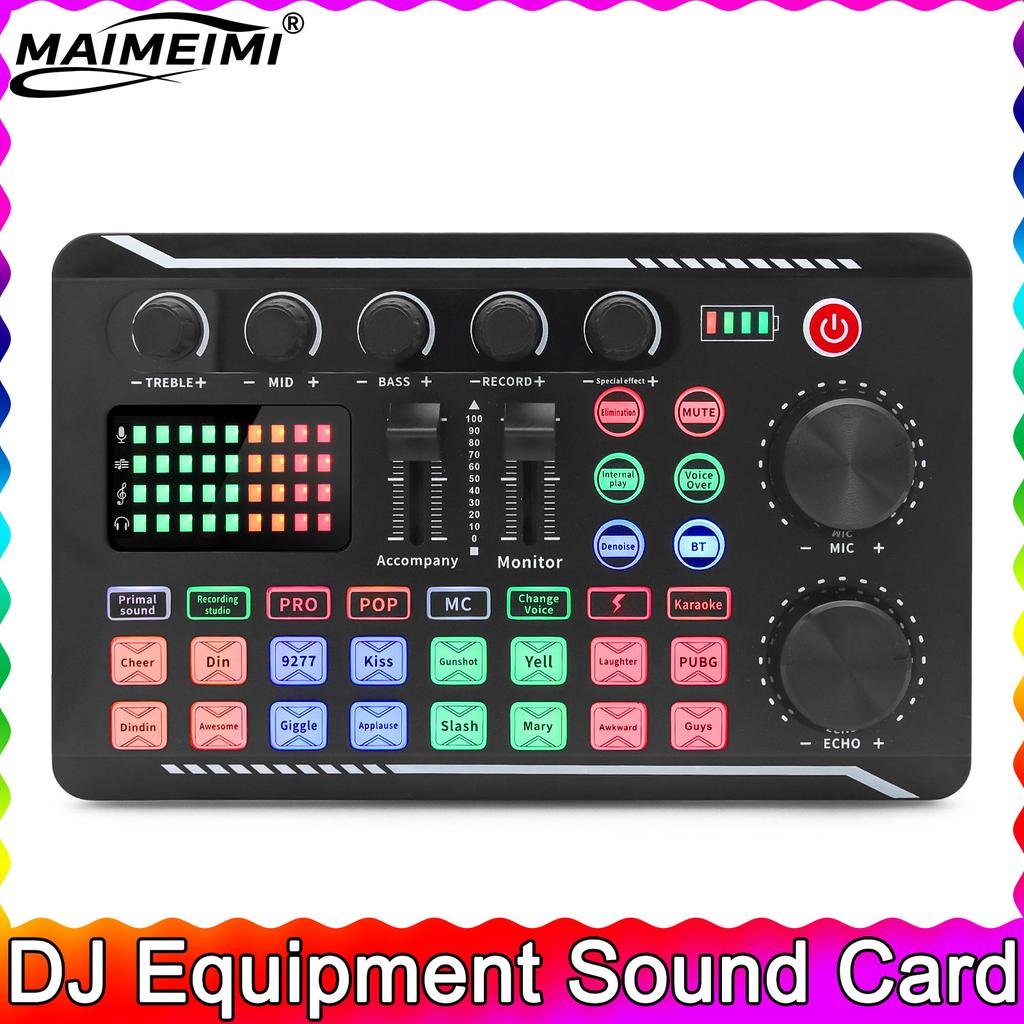 F998 Sound Card DJ Equipment Microphone Sound Card Console Studio Sound Card Kit Cable Phone Mixing Computer Live Voice Mixer