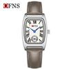 Fashion Ofns Brand Women's Quartz Watch Vintage Barrel Shape Two Half Hand Leather Strap Waterproof Dress Leather Wrist Watches