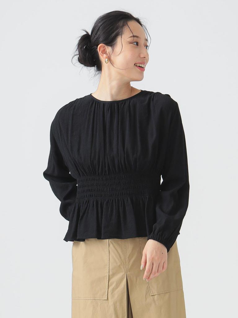 B:MING LIFE STORE by BEAMS Women's Shirred Blouse (S-M) Black
