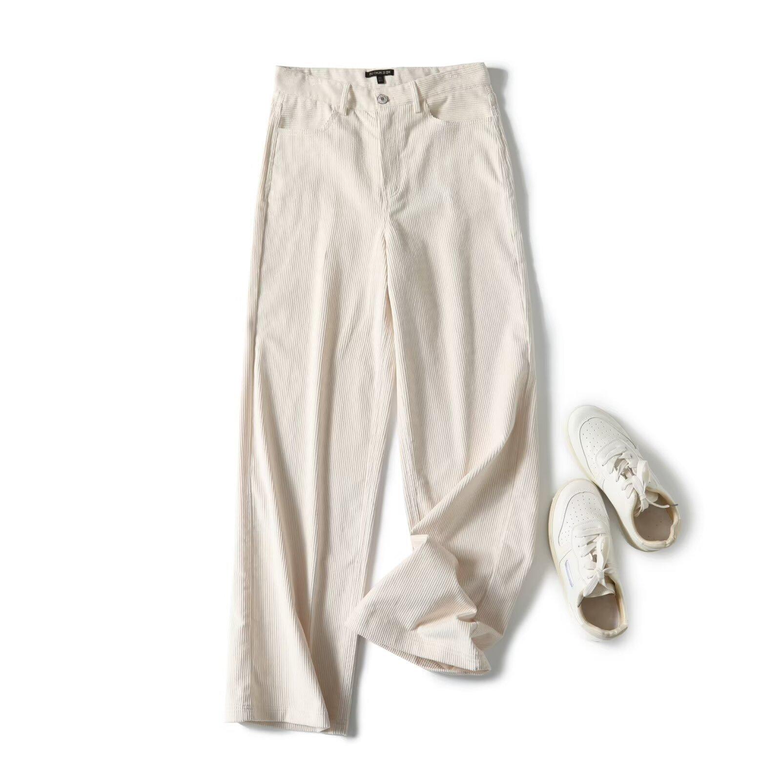 

2025 Spring Women s Versatile Corduroy Straight-Leg Pants: Casual Fashion Commuter Style M