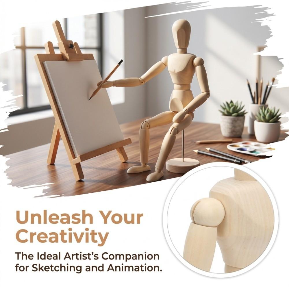 polished smooth exterior 16 inch wooden manikin freely movable joints stable standing jointed wooden figure easy manual control