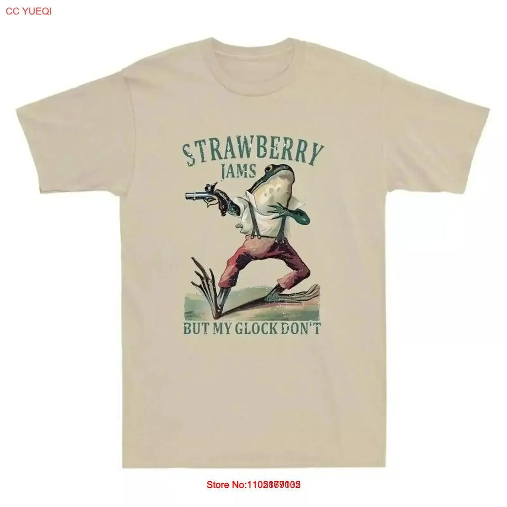 Strawberry Jams But My Dont Funny Frog Meme Humor Quote Vintage T Shirt Top For Everyday Wear Casual Soft Vintage