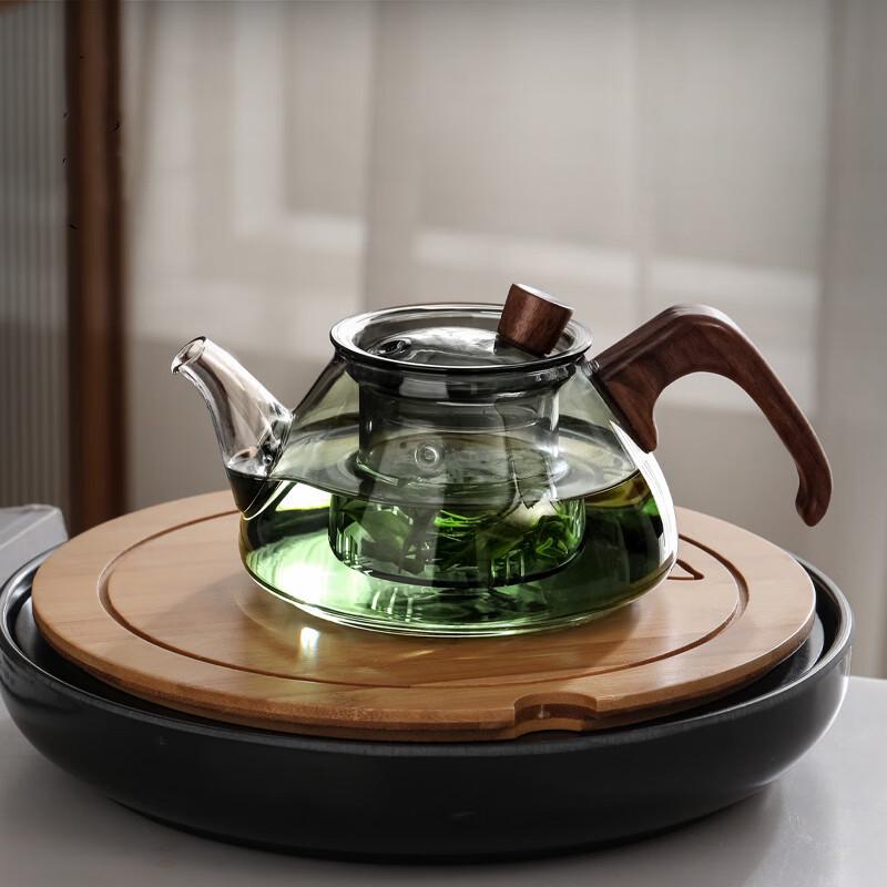 Borosilicate Glass Teapot with Walnut Side Handle