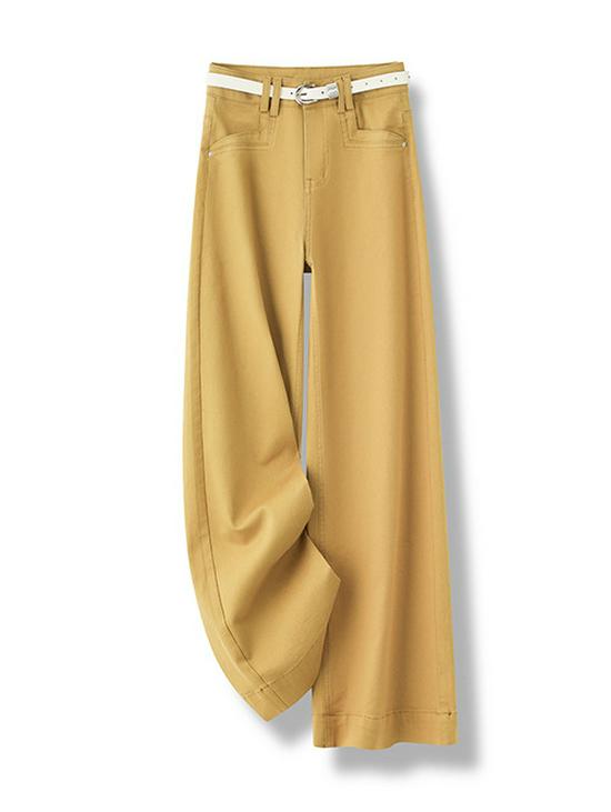 Wide-Leg Women's Jeans: Spring/Autumn 2024, New Loose Straight-Leg, Petite Slimming Floor-Length Style.