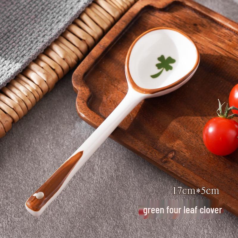 Long-Handled Ceramic Strawberry Spoon - Cute Cartoon Design for Kids