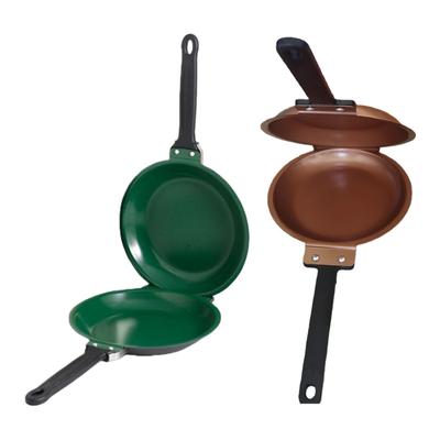 Folding Skillets 19cm Double-Sided Frying Pan Easy Cleaning Breakfast Solution Ergonomic Handle Kitchen Cookware