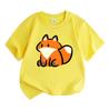 Cute Cartoon Fox Print Kids 100% Cotton Crew Neck Short Sleeve T-Shirt for Boys Girls Soft Breathable Casual Daily Wear Lightweight Summer Tees Tops f
