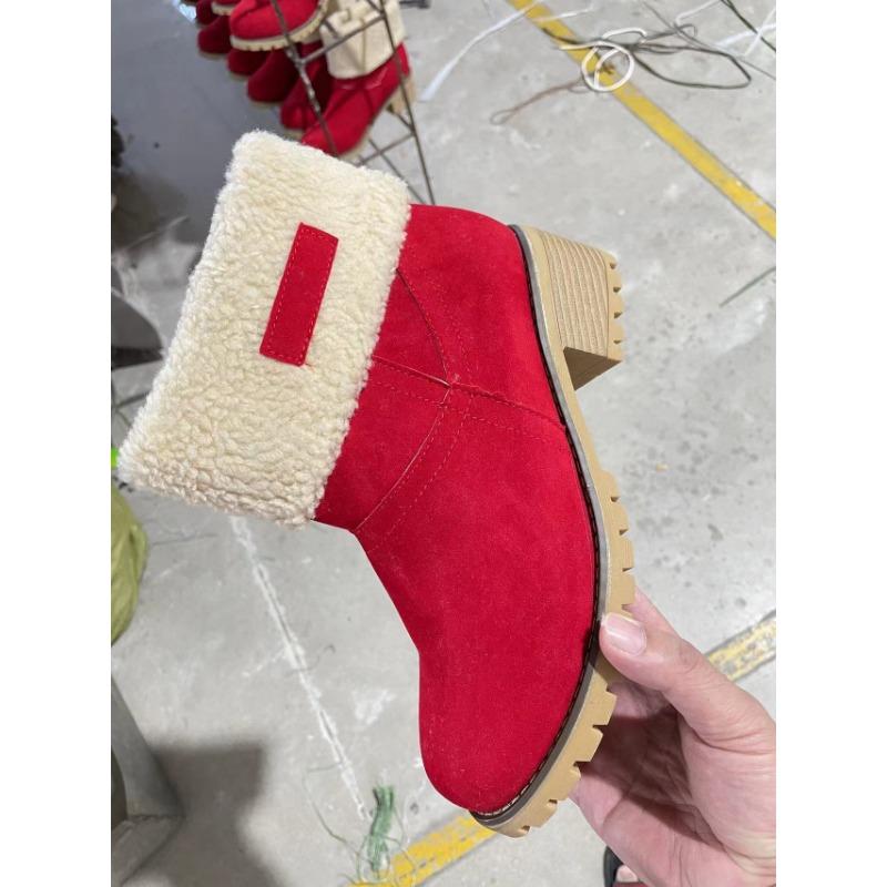 Wish winter large size medium boots lamb wool two wear cotton shoes warm snow boots women
