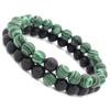 Matte Black & Malachite Stone Couple Bracelet - 8mm Frosted Design