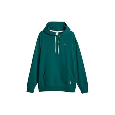 Puma Logo Embroidered Long-Sleeve Hoodie Sweatshirt Unisex Tops Olive-Green 620819-43