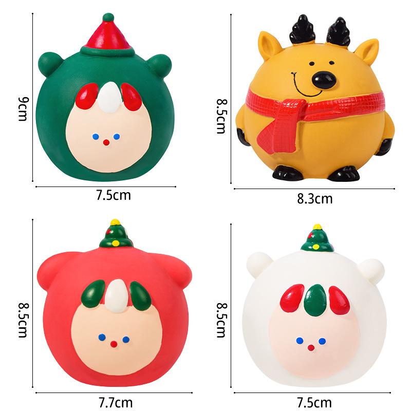 Pet Latex Toy Christmas Elk Animal Spherical Toy for Relieving Boredom and Venting for Small-sized Dogs Toys