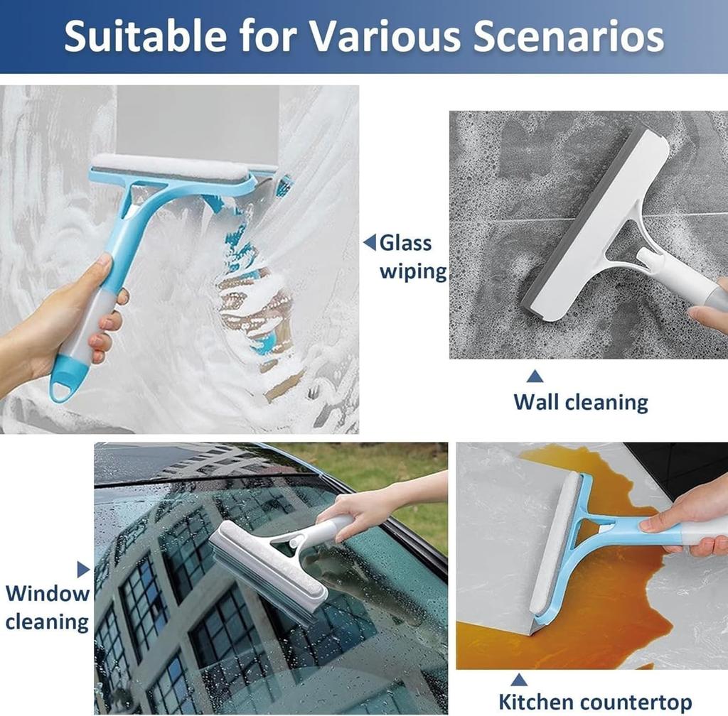 3 in1 Spray Squeegee,3in1 Window Squeegee Cleaner with Sprayer for Windows,Walls,Car Windshields, Kitchens, All Purpose Window Cleaner Tool White+Blue