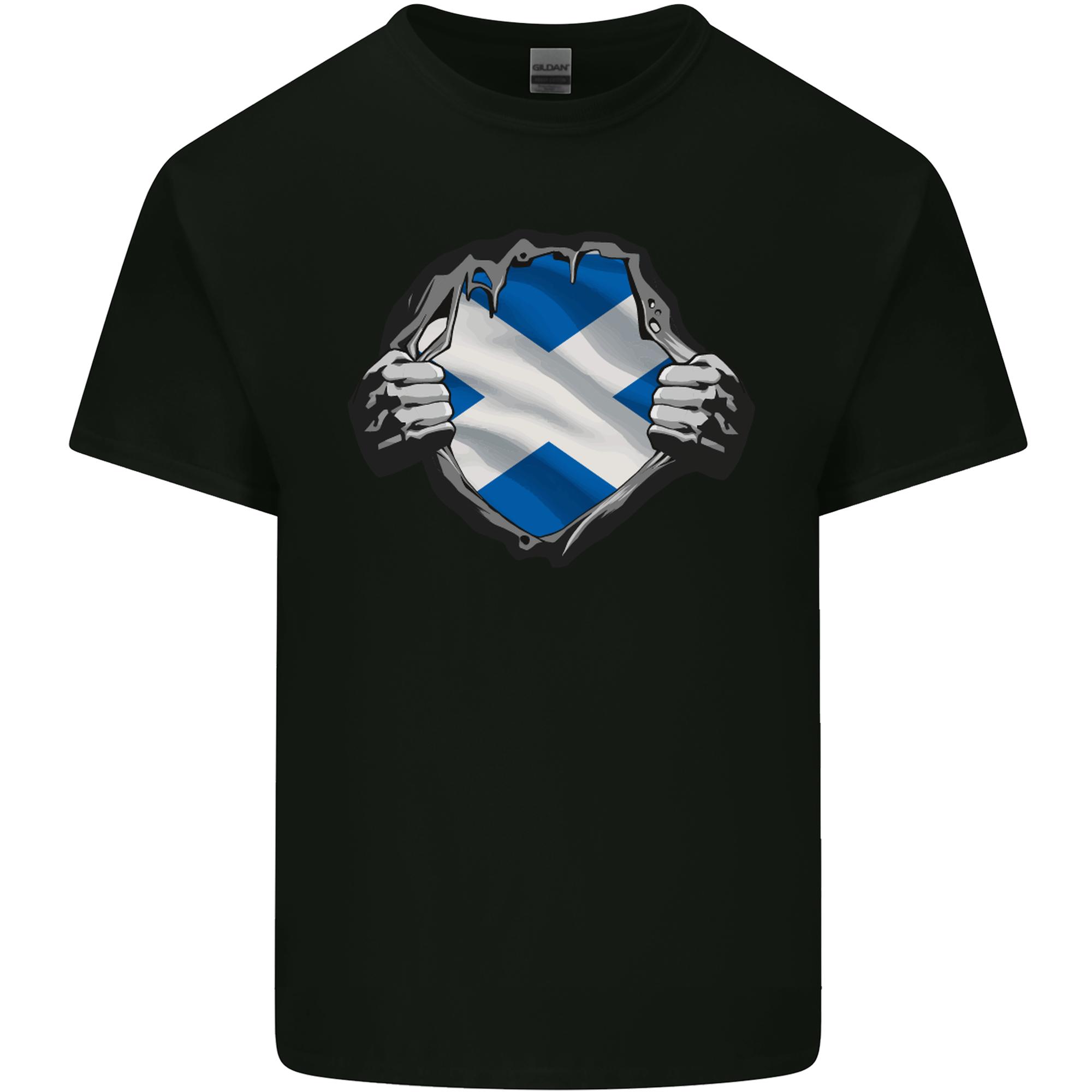 Scottish Flag Ripped Torn Gym Scotland Unisexs Light Cotton TShirt S